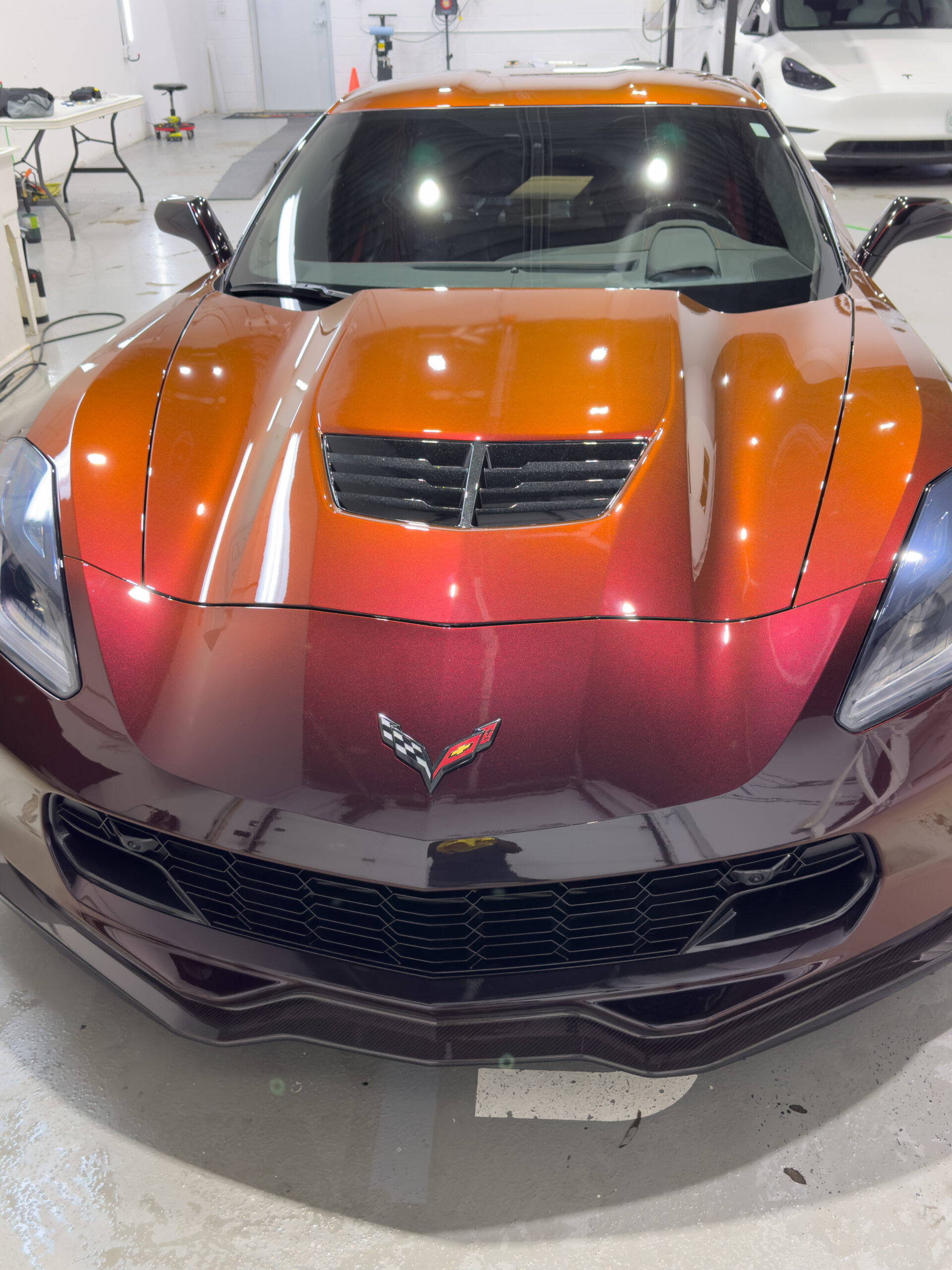Vehicle with gloss colour shift paint protection film installed by Evelyn Protective Films in Markham, finish changes hue with viewing angle